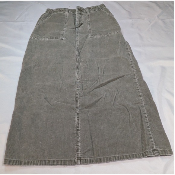 G.H. Bass & Co. Dresses & Skirts - G.H. Bass & Co. Corduroy Maxi Skirt Womens 4 Olive Green Excellent Utility Slit
